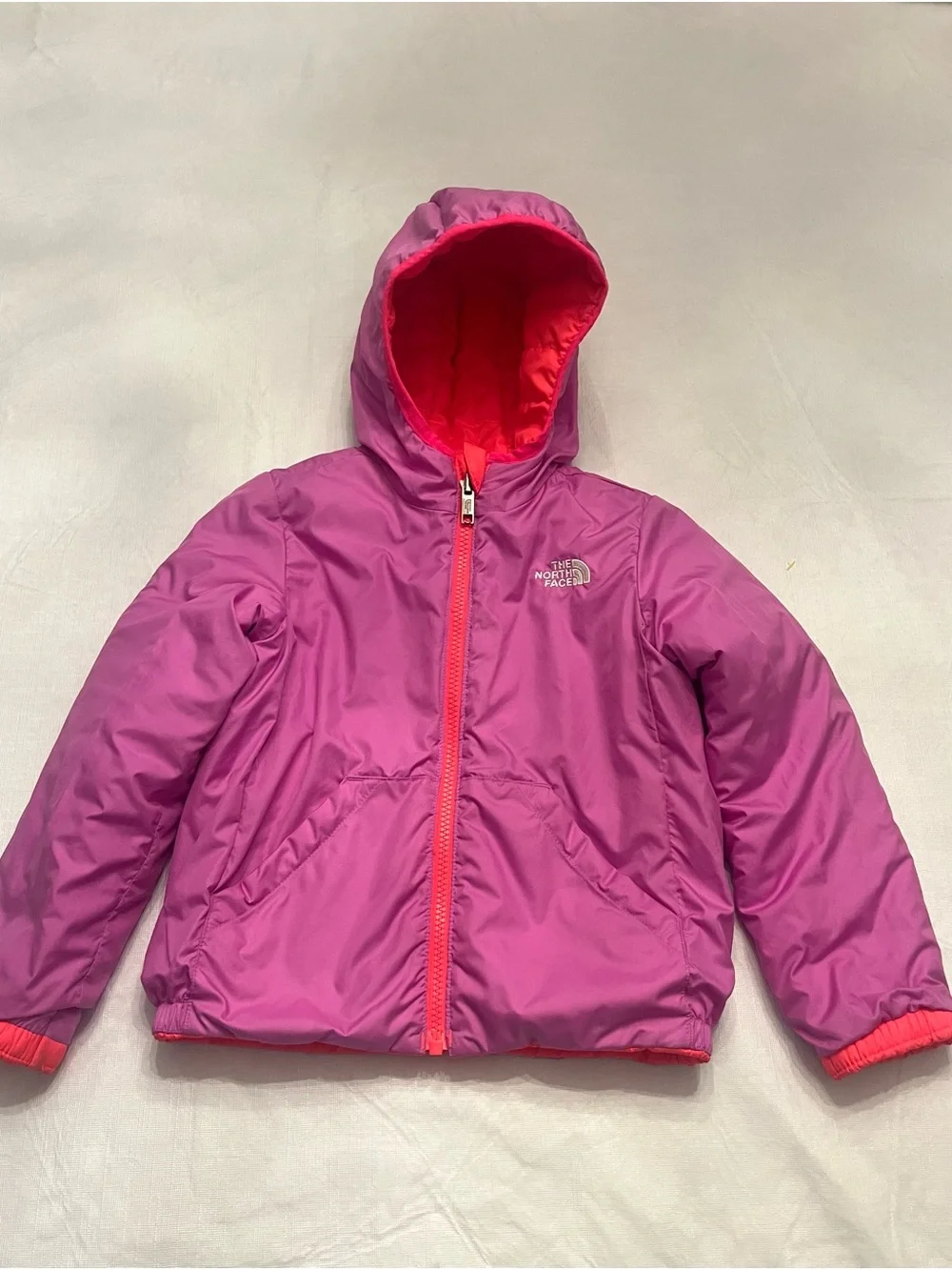 The North Face Girls' Hooded Quilted Jacket - Bright Coral
